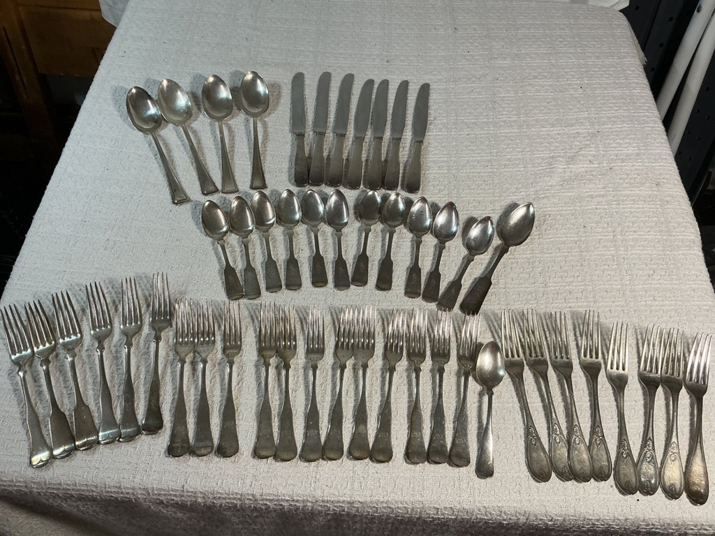 Assorted vintage flatware, forks, spoons, and knives - image 1 of 12