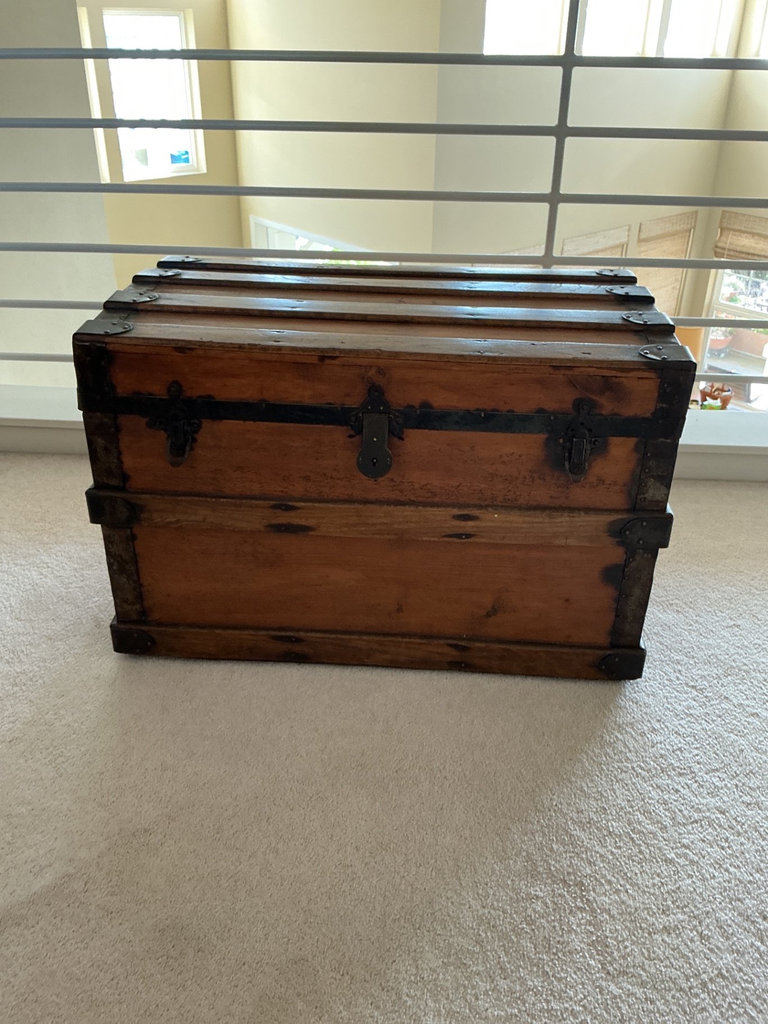 Vintage wooden trunk with iron hardware - image 6 of 8