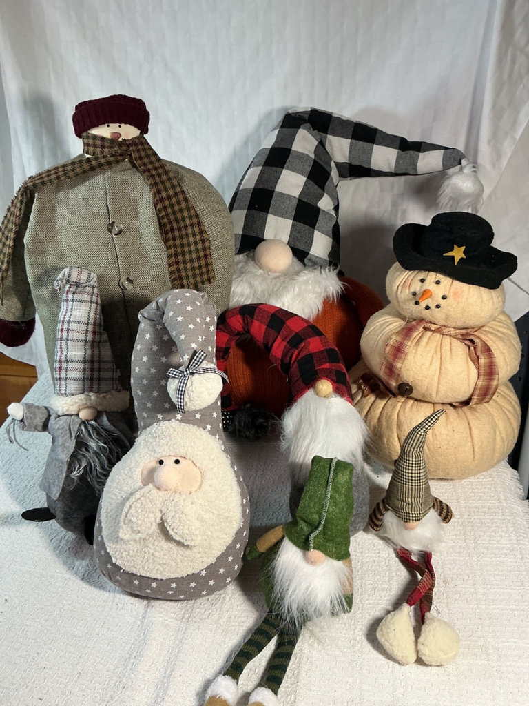 Wool Fabric Christmas Gnomes and Snowman Figurines - image 1 of 6