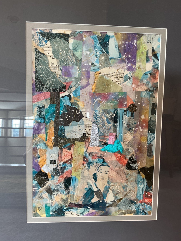Framed abstract collage artwork - image 4 of 5