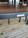 Crate & Barrel Outdoor dining table with four wooden slat chairs - thumbnail 7 of 8