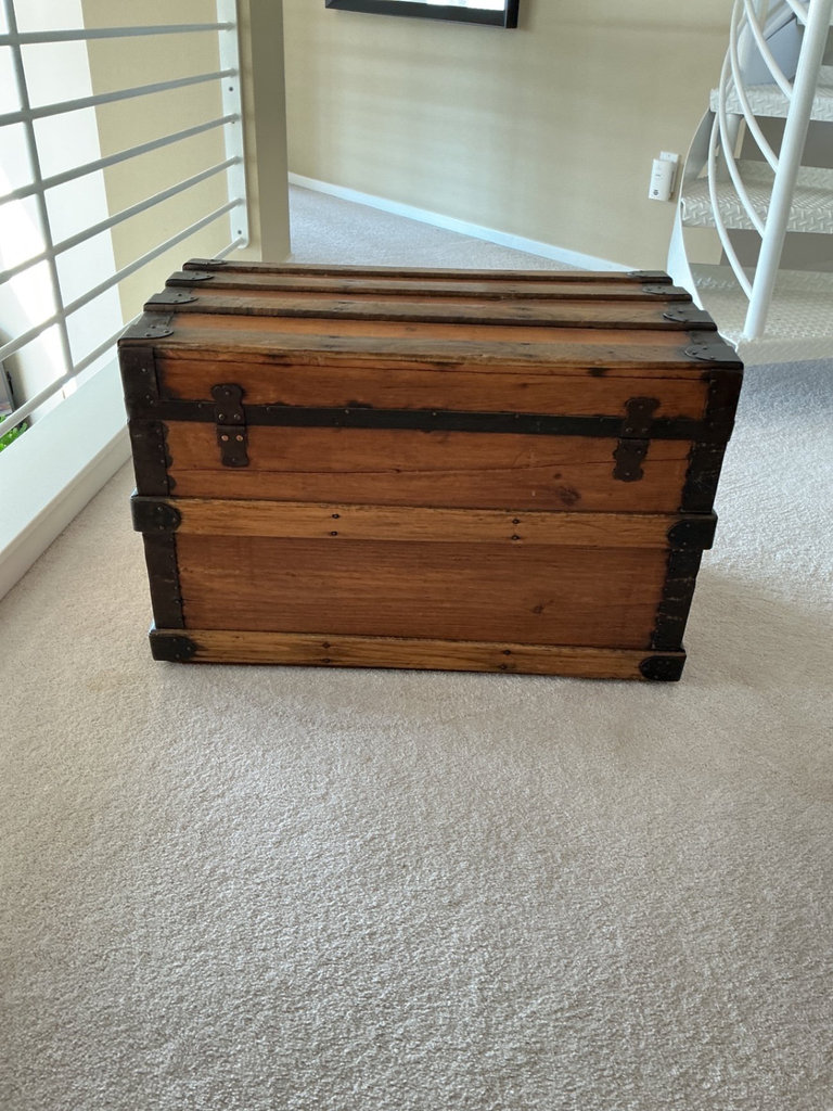 Vintage wooden trunk with iron hardware - image 2 of 8