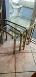 Brass-Framed Glass Nesting Tables A - thumbnail 1 of 13