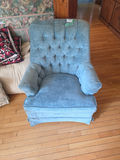 Blue tufted  Armchair C - thumbnail 1 of 6