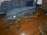 Glass and brass coffee and End Table B - thumbnail 1 of 6