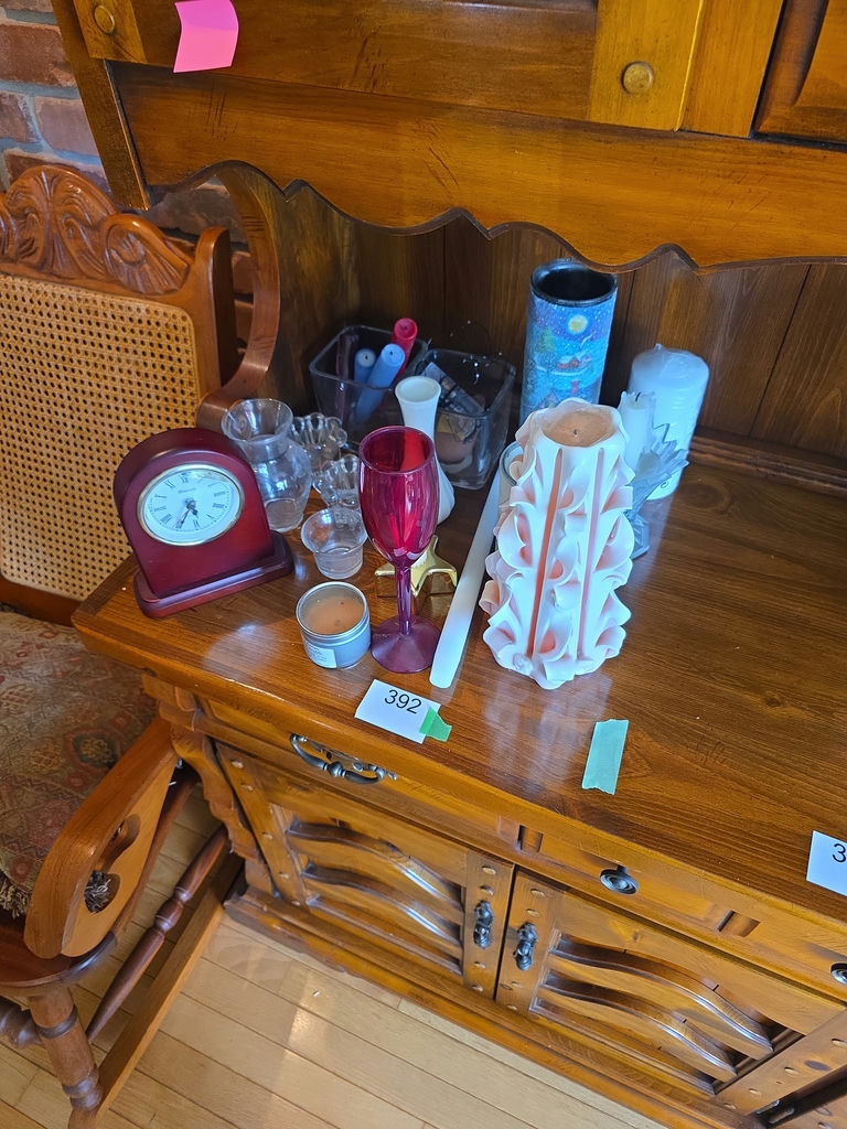 Red Mantel Clock, Candles, and More B - image 1 of 6