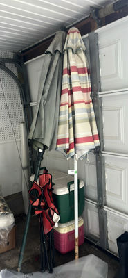Patio umbrellas, Chairs, and Coolers B - Image 1 of 6