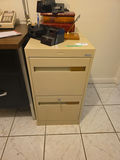 Beige two-drawer Filing Cabinet with Office Supplies - thumbnail 1 of 4