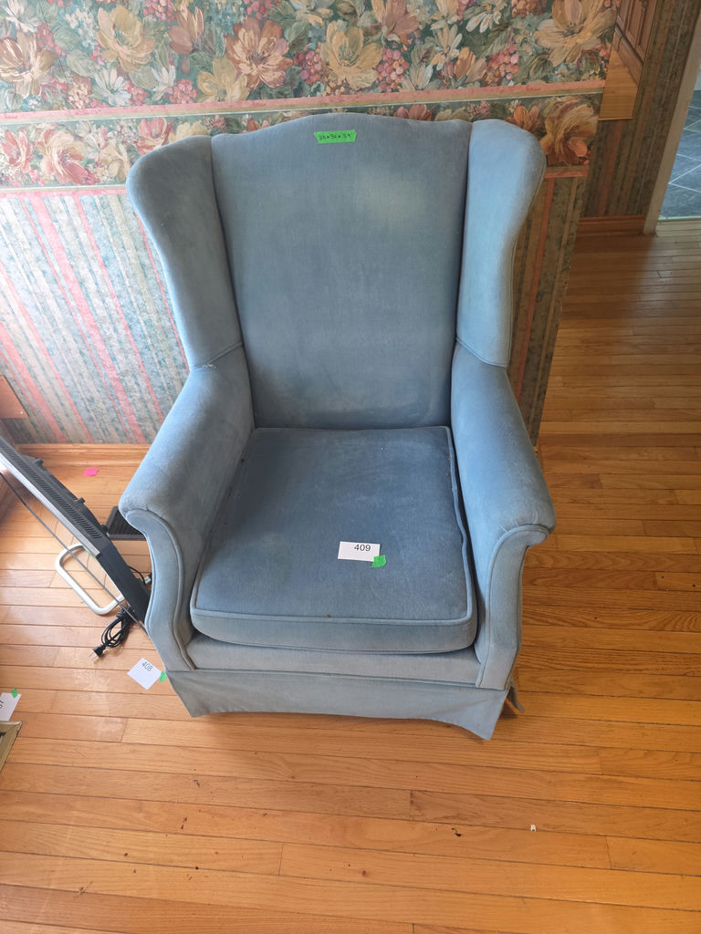 Blue Upholstered Wingback Armchair - image 1 of 5
