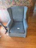 Blue Upholstered Wingback Armchair - thumbnail 1 of 5