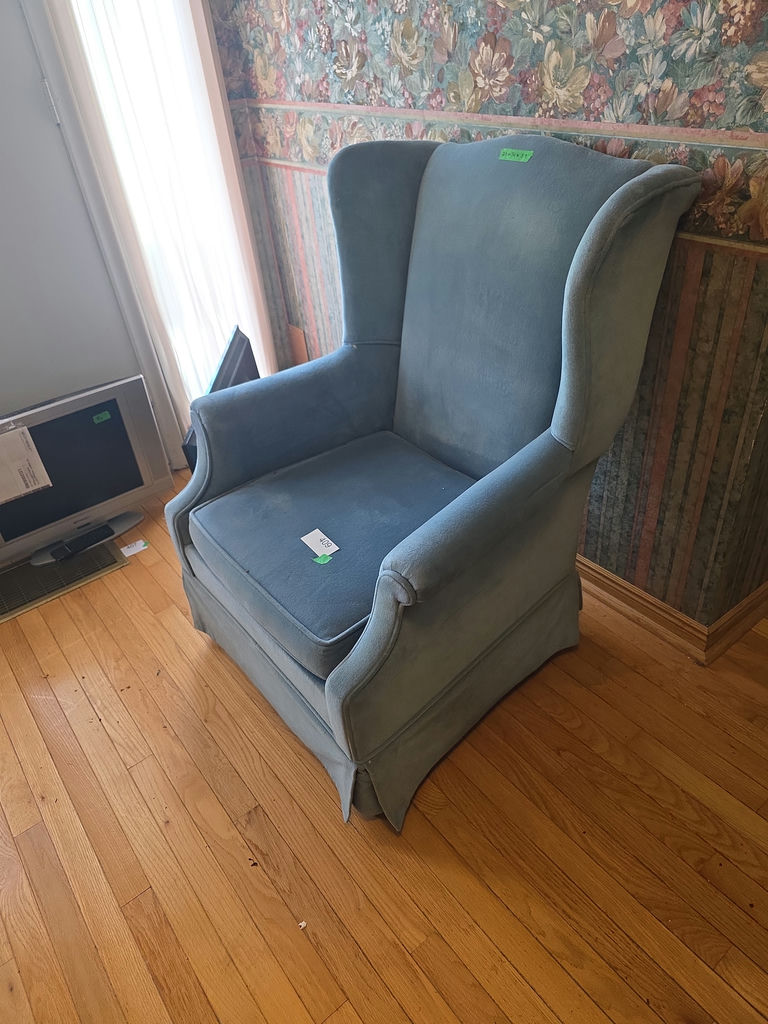 Blue Upholstered Wingback Armchair - image 3 of 5