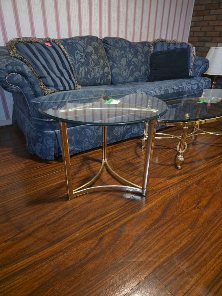 Glass and brass coffee and End Table B - image 2 of 6