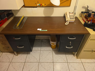 Wood Top Metal Desk C - Image 1 of 4
