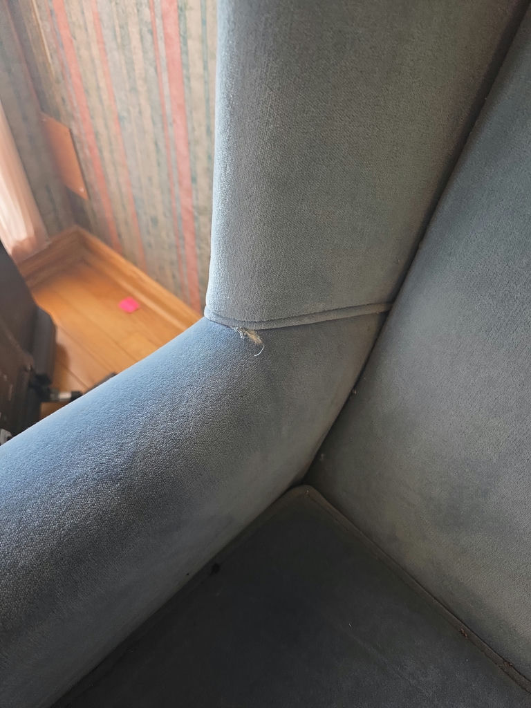 Blue Upholstered Wingback Armchair - image 4 of 5