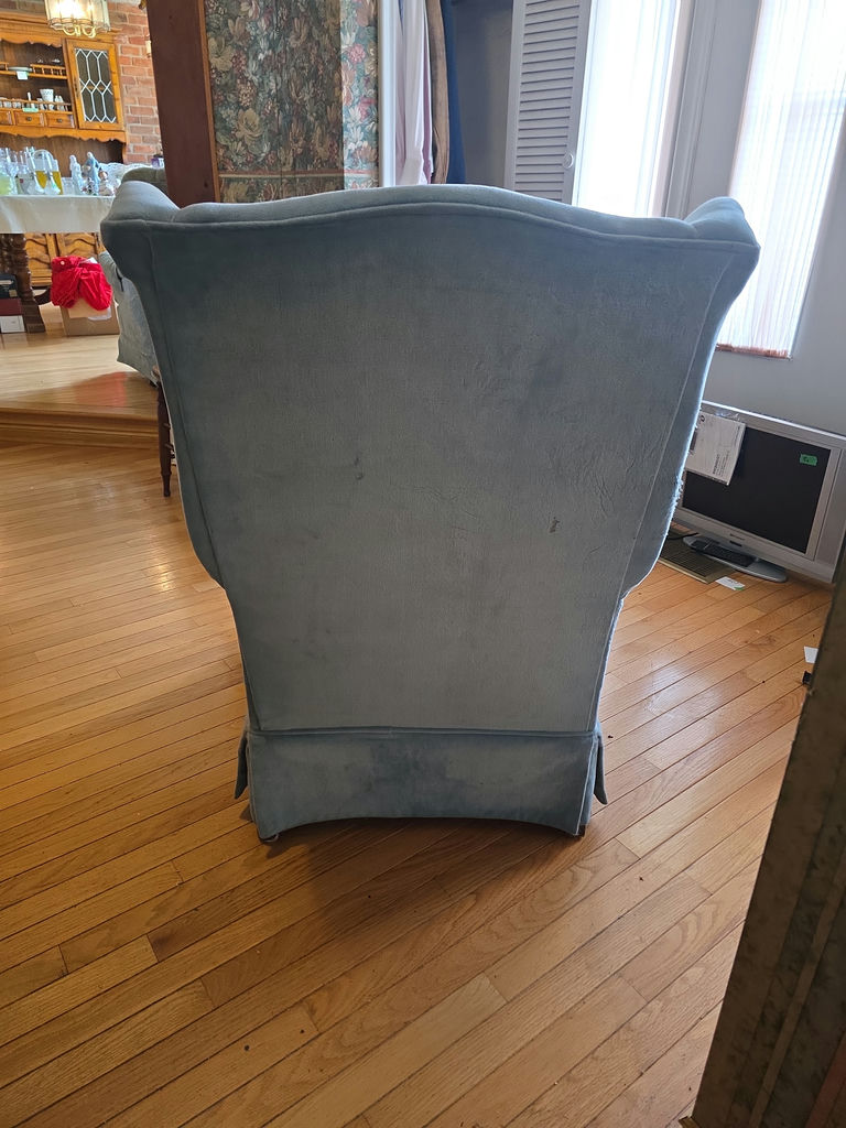 Blue Upholstered Wingback Armchair - image 5 of 5