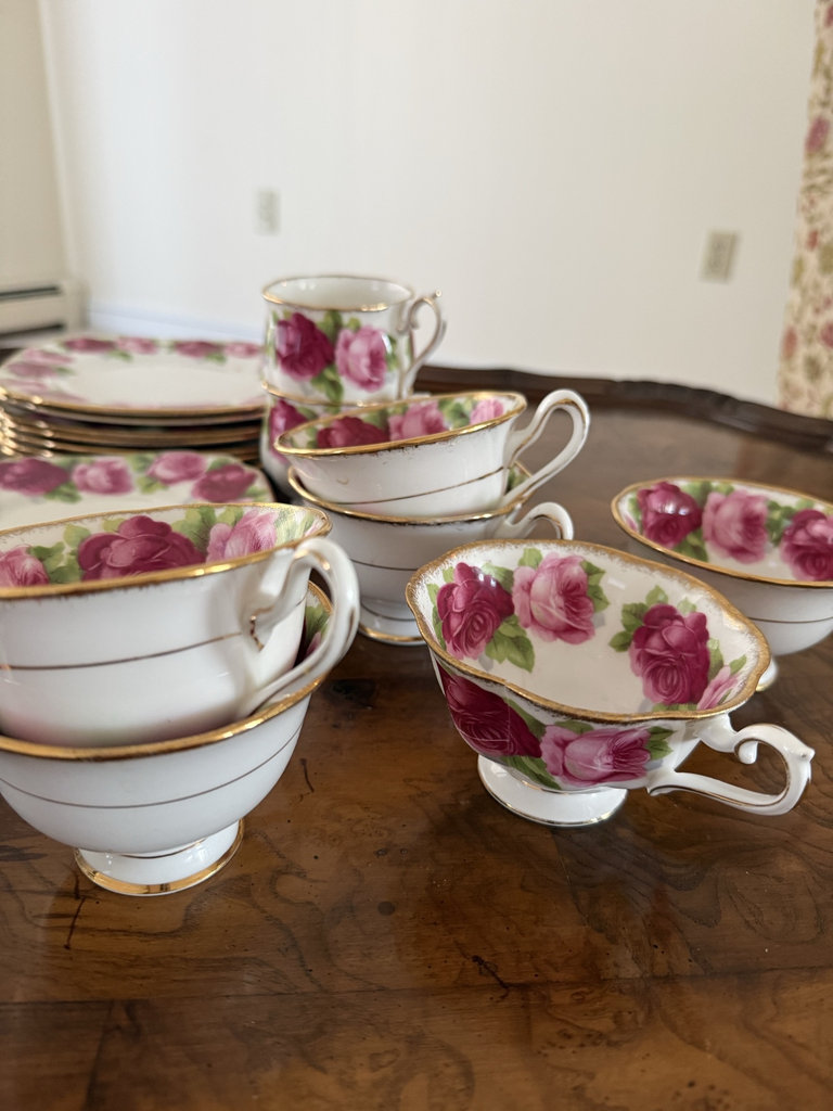 Royal Albert Old English Rose bone china teaware set - image 3 of 5