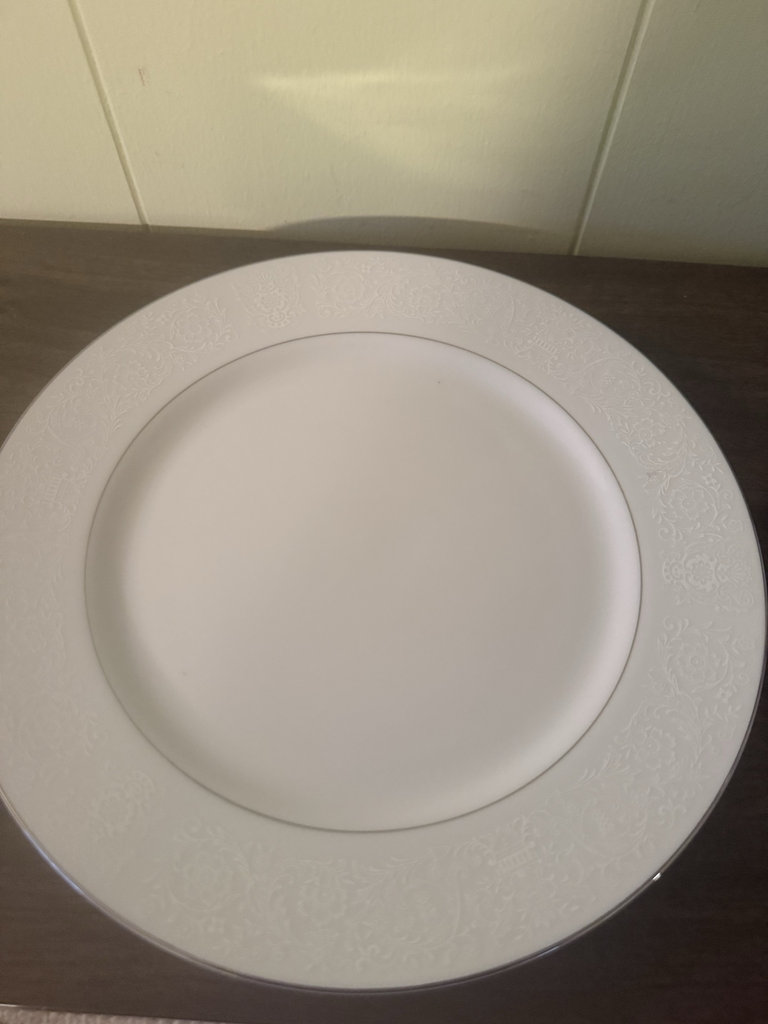 White Diamond China dinnerware set with charger plate, teacup and saucer, creamer, and sugar bowl - image 2 of 6