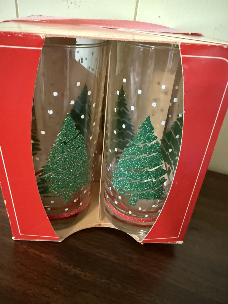 Harmony House china plate with bowl, crystal candle holders, and boxed Christmas glassware - image 2 of 6