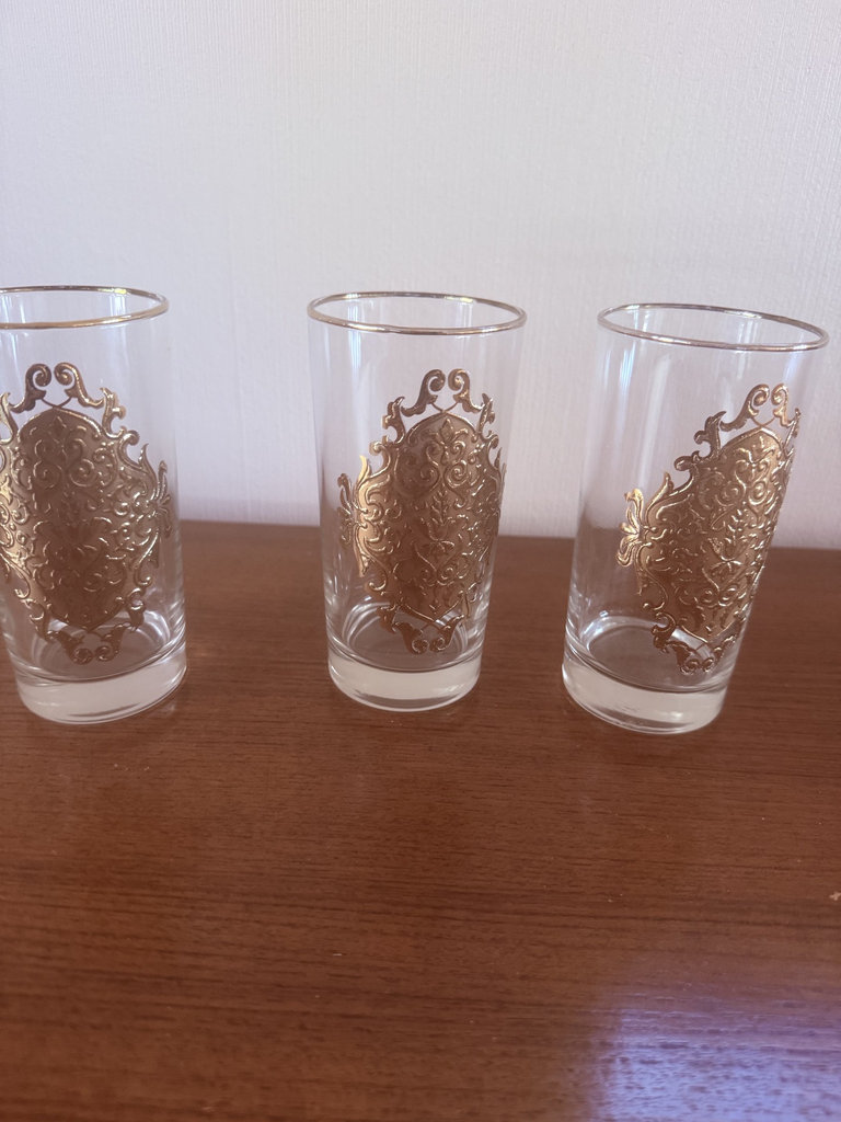 Six mid-century gold-embossed glass tumblers - image 4 of 6