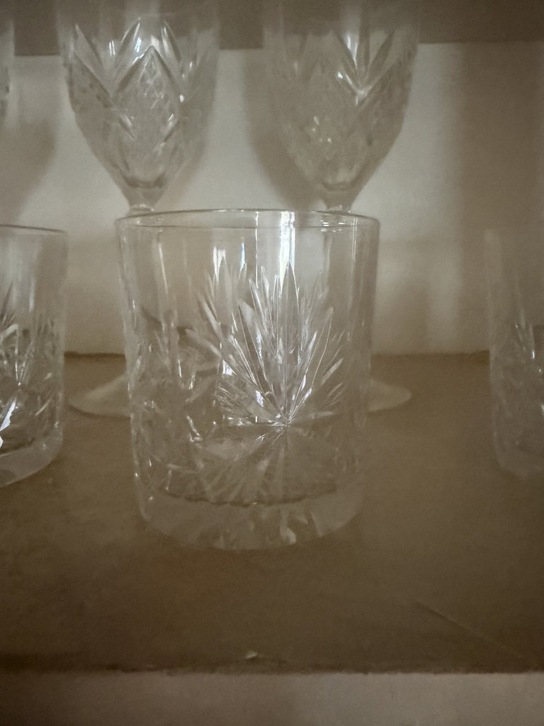 Crystal glassware and wooden dining set - image 3 of 14