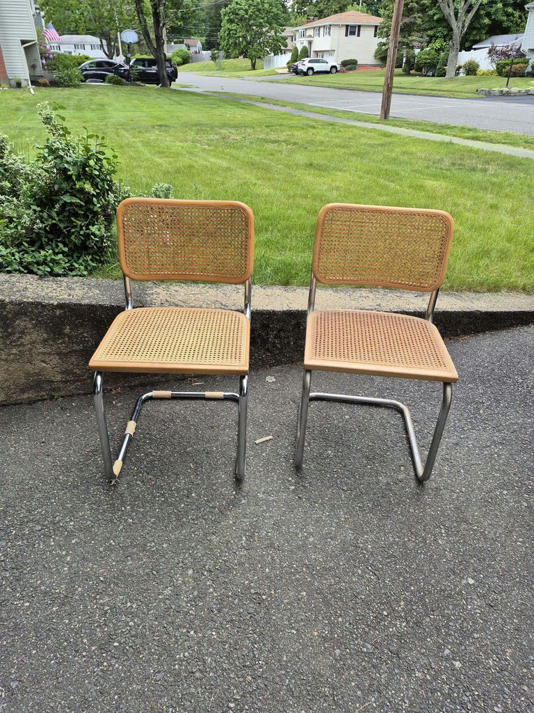 Pair of Cane Seat Chairs with Metal Frames - image 1 of 4