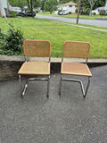 Pair of Cane Seat Chairs with Metal Frames - thumbnail 1 of 4