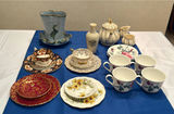 Assorted Porcelain Tea Set and Decorative Plates - thumbnail 1 of 7