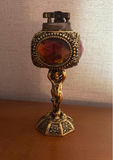 Ornate Table Lighter with Faceted Amber Glass Panels - thumbnail 1 of 3
