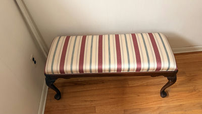 Upholstered Bench with Wooden Legs - Image 1 of 2