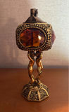 Ornate Table Lighter with Faceted Amber Glass Panels - thumbnail 2 of 3