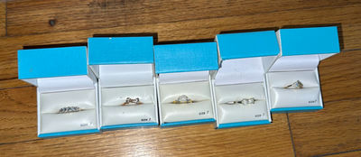 Five Rings in Blue Jewelry Boxes - Image 1 of 3