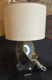 Geometric Glass and Metal Table Lamp with Shade - Tested Working - thumbnail 1 of 7