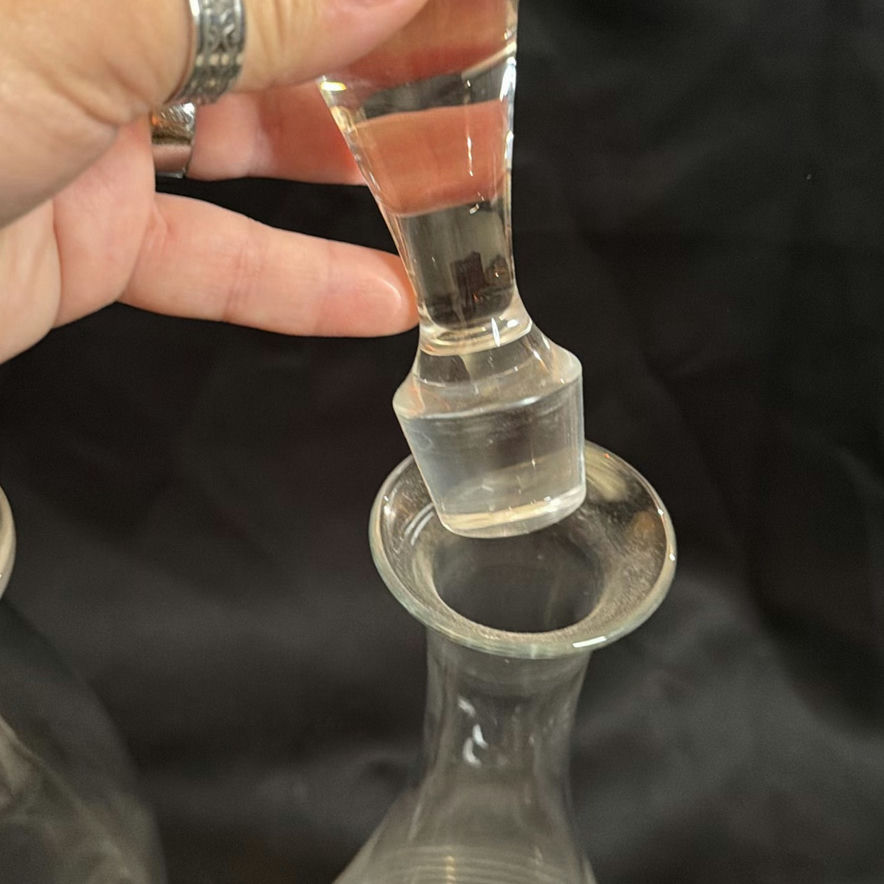 Vintage Lot Glass Decanters Some Etched - image 7 of 12