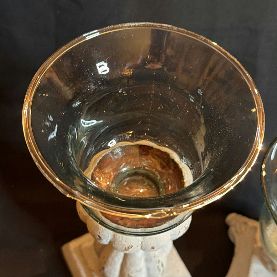 Bell Jar Candle Holders Distressed White w/ Clear Glass - image 2 of 9