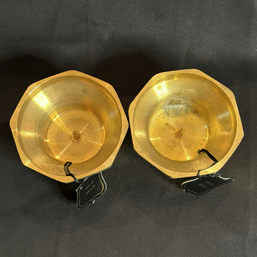 Pair of Solid Brass Candle Holders Made in Thailand NWT - image 2 of 6