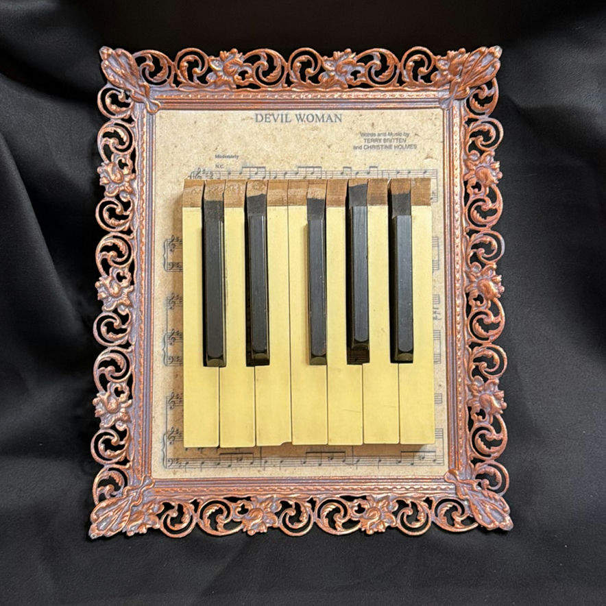 Unique Wall Art Vintage Piano Keys and Music Sheet "Devil Woman" - image 1 of 5