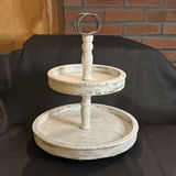 Distressed White Wood Two Tier Serving/Display Tray - thumbnail 1 of 7