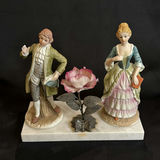 Vintage Porcelain Courting Couple Figurines on Italian Marble - thumbnail 1 of 9