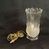 Vintage Torchiere Table Lamp - Tulip Shaped Frosted & Clear Glass -- Tested Working - thumbnail 1 of 5