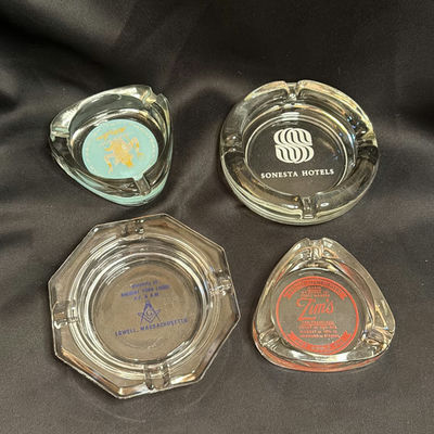 Vintage MCM Glass Advertisting Promotional Ashtrays Lot of 4  - Image 1 of 5