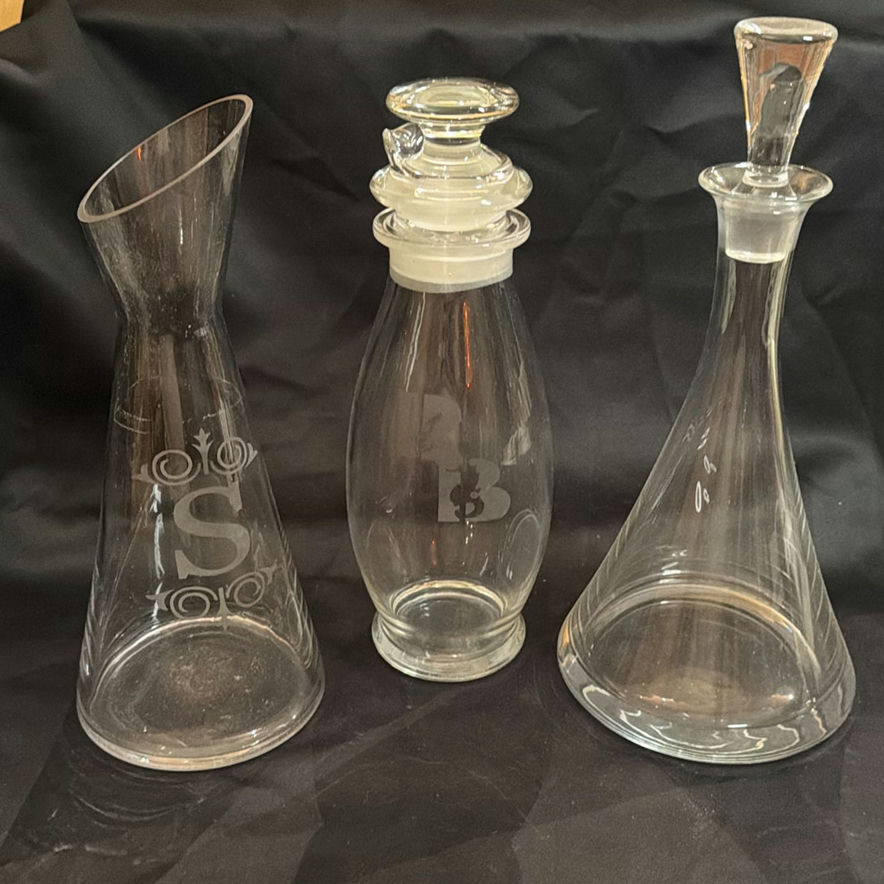 Vintage Lot Glass Decanters Some Etched - image 1 of 12