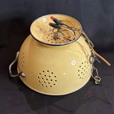 Repurposed Vintage Yellow Colander Hanging Lamp - NEEDS REWIRED - thumbnail 3 of 5