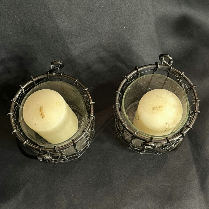 Lot of Votive Candle Holders - Black Wire and Shiny Metal - image 3 of 7