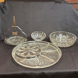 Vintage Clear Glass Serving Piece Lot - thumbnail 1 of 9