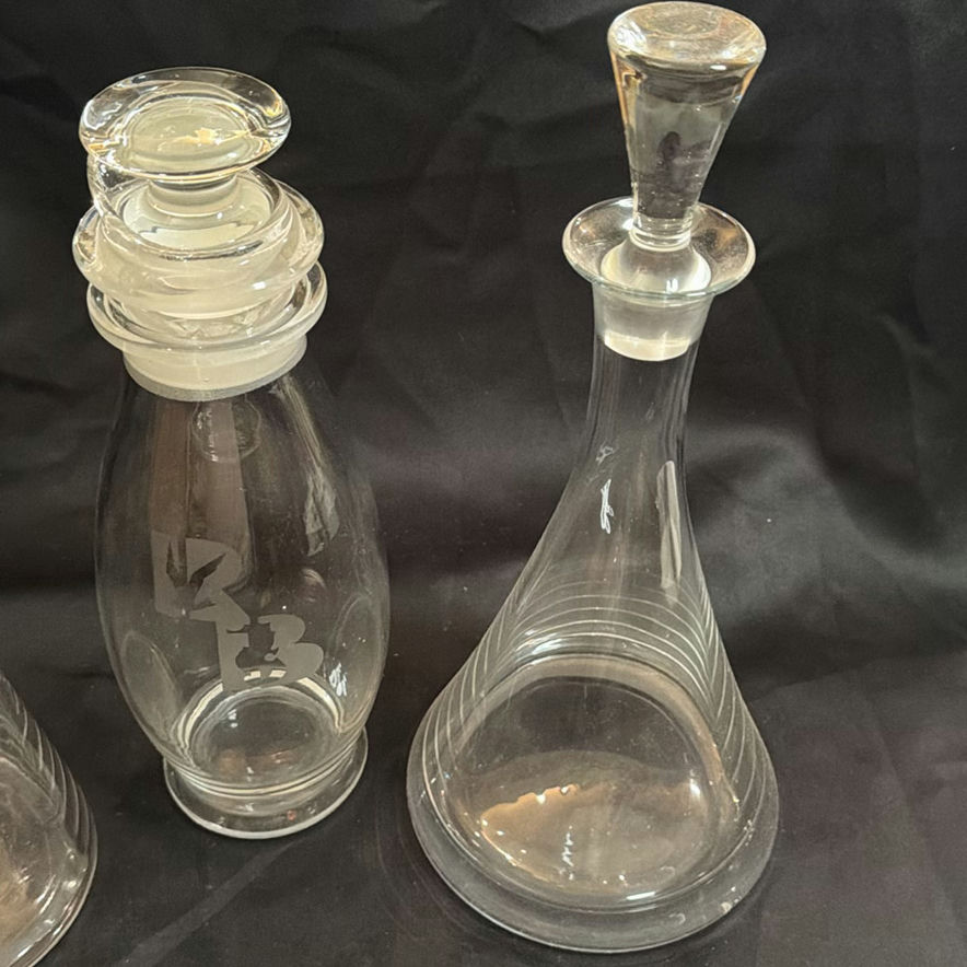 Vintage Lot Glass Decanters Some Etched - image 5 of 12
