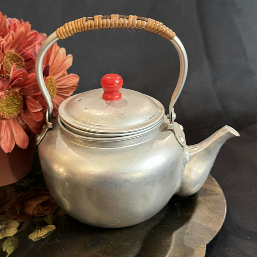 Vintage MCM Teapots, Toleware Style Tray, Flowers - image 3 of 10