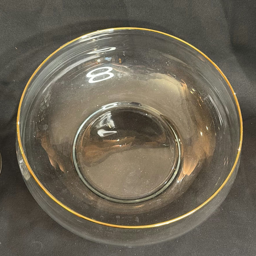 Vintage Glass Pitcher and Bowl Clear Gold Trimmed - image 4 of 7