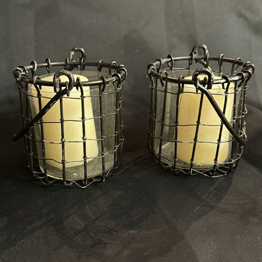 Lot of Votive Candle Holders - Black Wire and Shiny Metal - image 2 of 7