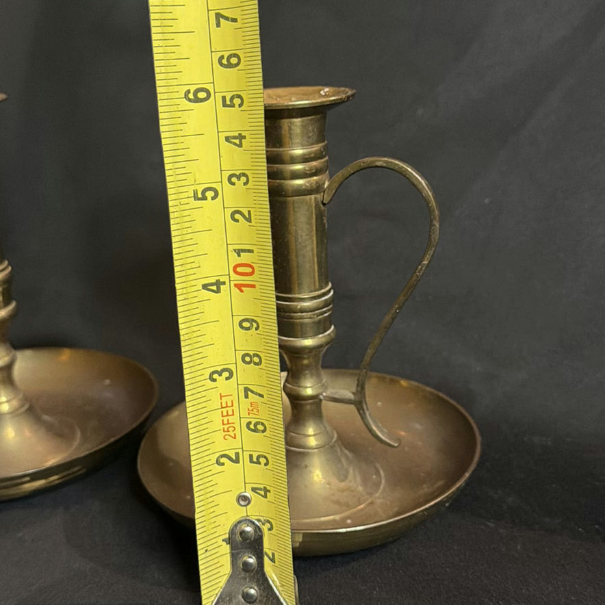 Vintage Brass Candlestick Holders (Set of Three) Chamberstick Style - image 10 of 10