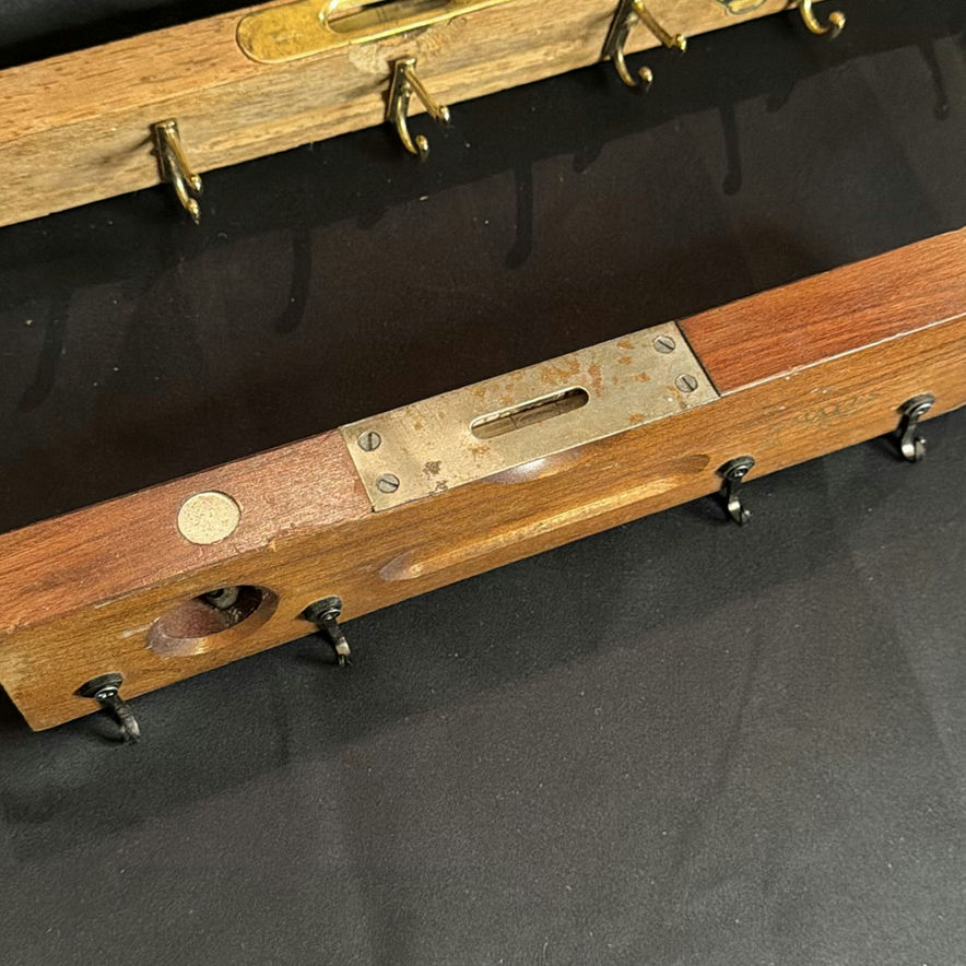 Wooden Wall-Mounted Racks (2) with Metal Hooks Appear to Be Repurposed Vintage Items - image 3 of 11